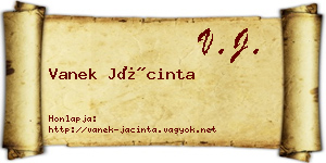 Vanek Jácinta névjegykártya